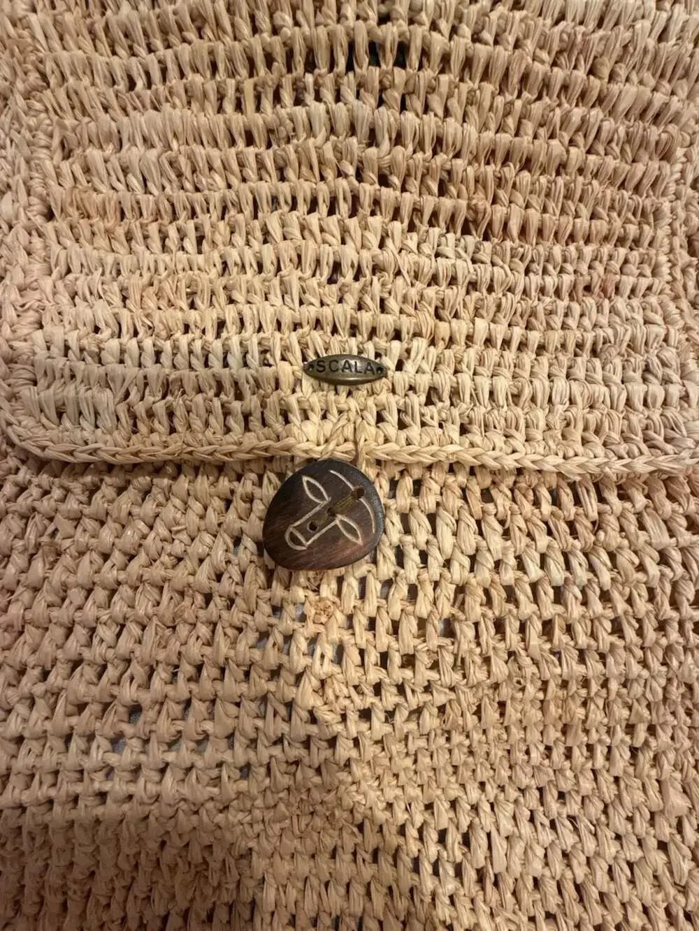 The Scala Collection Woven Raffia Straw Backpack with Floral Lining